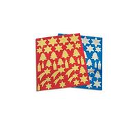 APLI Sachet de 6 planches de gommettes thème Noël, 3 coloris Or, 3 coloris argent, format 21x24 cm