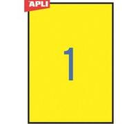 APLI Pochette d'étiquettes adhésives jaunes 210 x 297 mm Certifié FSC 20 étiquettes