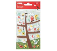 APLI Stickers en feutrine arbres et oiseaux - 1 feuille 10x18,7 cm