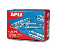 Apli Trombones 100 Clips Niquelados Nickel N°3 - 40mm