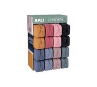 APLI Up North - Trousse à crayons - affichage - silicone - noir, vert, beige, saumon, bleu roi, jaune moutarde, rose corail, bleu gris