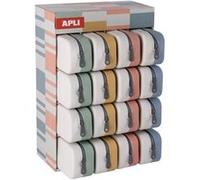 APLI 20652 | Présentoir de comptoir Up North avec trousses bicolores en silicone | Assortiment complet de 16 trousses imperméables et faciles à nettoyer | Idéal pour école et bureau