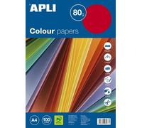 APLI - Vert fluorescent, orange fluorescent, rouge fluo, jaune fluorescent - A4 (210 x 297 mm) - 80 g/m² - 100 feuille(s) pellicule rétractable - papier coloré