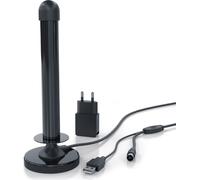 Aplic Antenne DVB-T2 HD active - Antenne tige numérique HDTV Antenne d'intérieur Antenne amplificatrice - Câble de 4 m USB et prise coaxiale incl. alimentation USB