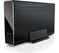 Aplic Boîtier pour disque dur externe USB 3.0 3,5 pouces - aluminium brossé - pour SSD et HDD - SATA - UASP - Super Speed 5 Gbit s - Plug and Play - Hot-Plug - avec adaptateur secteur - noir anodisé