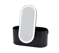 Aplike - Trousse de maquillage avec miroir LED Beverly, organisateur de maquillage + miroir avec lumière réglable pour coiffeuse, contrôle tactile, trousse de maquillage idéale pour voyage, Noir mat
