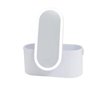 Aplike - Trousse de maquillage avec miroir LED Beverly, organisateur de maquillage + miroir avec lumière réglable pour coiffeuse, contrôle tactile, trousse de maquillage idéale pour voyage (blanc mat)