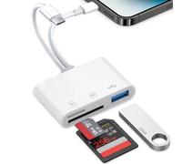 Aplimln Lecteur de Carte SD pour iPhone,de Carte SD USB C 3 en 1 avec USB, Adaptateur Cartes SD USB C Lecteur de Cartes pour iPhone 16/15/14/13/iPad/Samsung/Caméra