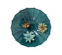 APLIQUE PARED METAL AZUL FLORES_°25,5X6,5CM