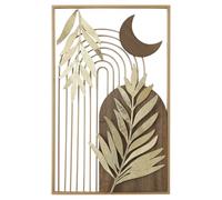 APLIQUE PARED METAL/MADERA HOJAS DORADO_35X56X2,5CM