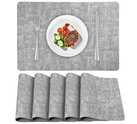 APLKER Set de Table en Cuir Lot de 6, Sets de Table Antidérapant Double Face Set de Table Plastique Lavable Set Table Résiste à la Chaleur,40 x 30 cm (Gris Clair, Lot de 6)