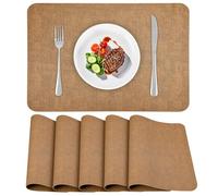 APLKER Set de Table en Cuir Lot de 6, Sets de Table Antidérapant Double Face Set de Table Plastique Lavable Set Table Résiste à la Chaleur,40 x 30 cm (Brun Vintage, Lot de 6)