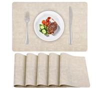APLKER Set de Table en Cuir Lot de 6, Sets de Table Antidérapant Double Face Set de Table Plastique Lavable Set Table Résiste à la Chaleur,40 x 30 cm (Beige, Lot de 6)