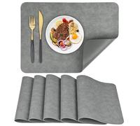 APLKER Set de Table en Cuir Lot de 6 Sets de Table Lavable imperméables PU Résistant à la Chaleur pour Cuisines Restaurants et hôtels 43 x 30 cm/16.9 * 11.8in (Gris Fumé, 6)