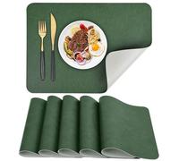 APLKER Set de Table en Cuir Lot de 6 Sets de Table Lavable imperméables PU Résistant à la Chaleur pour Cuisines Restaurants et hôtels 43 x 30 cm/16.9 * 11.8in (Vert & Gris, 6)