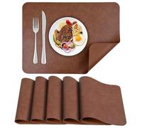 APLKER Set de Table en Cuir Lot de 6 Sets de Table Lavable imperméables PU Résistant à la Chaleur pour Cuisines Restaurants et hôtels 43 x 30 cm/16.9 * 11.8in (Marron, 6)