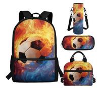 Aplkyhs Lot de 4 sacs à dos pour filles Kawaii Kids Bookbag avec boîte à déjeuner, trousse à crayons, porte-bouteille d'eau, sac d'école pour garçons, Flamme froide pour le sport, Taille unique, Sacs