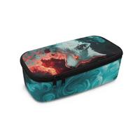 Aplkyhs Trousse à crayons d'école pour filles et garçons - Grande capacité, Flame Wolf, Sac à dos enfant