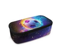 Aplkyhs Trousse à crayons pour filles et garçons - Trousse à crayons pour enfants - Fournitures de papeterie, Football enflammé, Sac à dos enfant