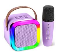 Aplsinvivi Mini Machine de karaoké pour Enfants et Adultes, Mini Machine de karaoké avec 1 Microphones sans Fil, Cadeaux d'anniversaire pour Filles âgés de 6, 7, 8, 9, 10, 12 Ans, Purple