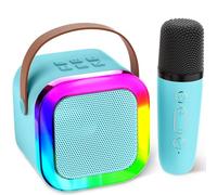 Aplsinvivi Mini Machine de karaoké pour Enfants et Adultes, Mini Machine de karaoké avec 1 Microphones sans Fil, Cadeaux d'anniversaire pour Filles âgés de 6, 7, 8, 9, 10, 12 Ans, Blue