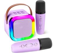 Aplsinvivi Mini Machine de karaoké pour Enfants et Adultes, Mini Machine de karaoké avec 2 Microphones sans Fil, Cadeaux d'anniversaire pour Filles âgés de 6, 7, 8, 9, 10, 12 Ans, Purple