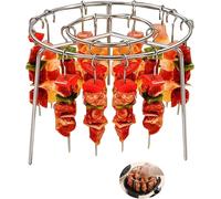 APLU-Accessoire Air Fryer,Set De Brochettes Barbecue En Acier Inoxydable-24 Brochettes + Grille Ronde Accessoires Compatibles Airfryer,Friteuse Sans Huile Et Grill D'Intérieur