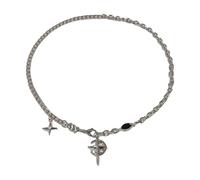 APLudoo Collier avec pierres précieuses noires tendance pour les femmes à la mode qui apprécient les bijoux distinctifs, bijoux en acier