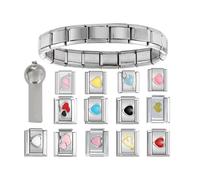 APLudoo Ensemble de breloques italiennes pour fabrication de bijoux en acier inoxydable, taille unique, Comme décrit