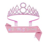 APLudoo Ensemble diadème en cristal scintillant et écharpe pailletée pour fête d'anniversaire d'enfants