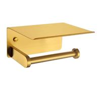 APLusee Porte-papier toilette avec étagère pour téléphone - Or brossé - Acier inoxydable SUS 304 - Organisateur contemporain pour rouleau de papier toilette - Rangement pour téléphone - Accessoires de