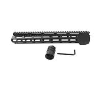 APLUSGEAR Aluminium Slim AR15 Handguard Black 13'' Top Rail 32 Slot with Steel Nut for M-Lok Compatible Systems for Airsoft Hunting Rifle Scope