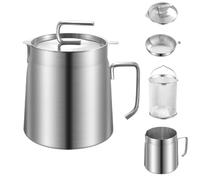 APLUSH Pot De Filtre À Huile en Acier Inoxydable 304, Récipient De Filtre À Huile Polyvalent De Grande Capacité, Récipient À Graisse De Bacon avec Panier À Friture Et Passoire pour Cuisine,2.2L