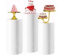 APLUSZ Cylindre Stands for Fête, Cylindre Rond Piédestal Affichage Blanc Piédestal Présentoir Piliers De Mariage Baby Shower Dessert Tables Anniversaire Fête Événement Décor (Size : 3PCS A)