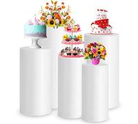 APLUSZ Cylindre Stands for Fête, Cylindre Rond Piédestal Affichage Blanc Piédestal Présentoir Piliers De Mariage Baby Shower Dessert Tables Anniversaire Fête Événement Décor (Size : 5PCS)