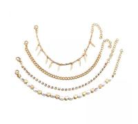 APLVFFZH Bracelet de Cheville 4x4 Pièces, Perles, Motif Cœur, élégant, Idéal comme Cadeau, 2 pièces