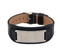 APLVFFZH Bracelet Manchette en Cuir avec Fermoir en Acier Inoxydable, Bijou Gravé avec Le Nom de Votre Petit Ami, Cadeau pour La Fête des Pères, Cadeau pour Un, Noir