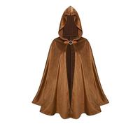APLVFFZH Cape à Capuche de Magicien, Cape Gothique de, Cosplay avec Crochet, Costume Médiéval de Sorcière, Poncho à Capuche Unisexe pour Femmes et Homm, Brun, 90CM