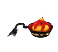 APLVFFZH Chapeau D'empereur Chinois, Costume Traditionnel de Prince, Bonnet Oriental avec Pompons Tressés, Idéal pour Les Spectacles et Festivals pour, 59 cm