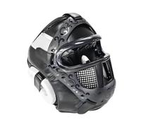 APLVFFZH Coquille de Protection Art Martiaux Casque de de Boxe d'Entraînement Grille Faciale Maillée Champ de Vision Ouvert Coussinets Antichoc, Noir, L