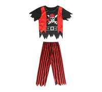 APLVFFZH Costume de Pirate Déguisement Pirate Enfant Ensemble Accessoires Bandana Pantalon Polyester Motif Os Vêtements pour Déguisement Utilisation pour Jeu D, M
