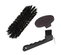 APLVFFZH Ensemble de 3 Brosses pour Chevaux, Peignes équestres, Brosse à Sabots, Outil de Démêlage, Kit de Bain, en Polypropylène et Bois, Convient pour, Noir