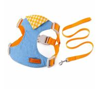 APLVFFZH Ensemble Laisse Harnais Chiot, Ensemble Anti-Évasion en Tissu, Harnais Chien Gran Race, Jaune, Multicolore, M (12-20 Jin)