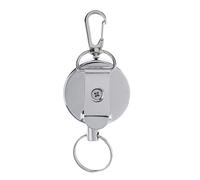 APLVFFZH Porte-clés Rétractable Enrouleur Attache Ceinture Robuste Crochet Enrouleur Câble Acier Porte-Badge Automatique Compatible Sécurité Carte Trousseau, Argent