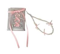 APLVFFZH Portefeuille pour Femme, Petit Porte-Cartes Pliable à Lacets, pour Rendez-Vous, Shopping, Rue, avec des Bracelets de Perles