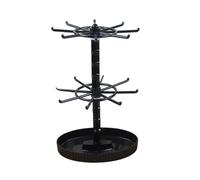 APLVFFZH Présentoir à Bijoux Arbre Bracelet Support Organisateur de Montres Porte Boucles d'oreilles Fonction Rotation en PP Adapté pour Rangement Femme Chambr, Noir à 2 Niveaux