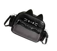 APLVFFZH Sac Cat Ita, Sac à bandoulière Transparent avec fenêtre pour présentoir à épingles, Figurine d'anime, présentoir, Noir