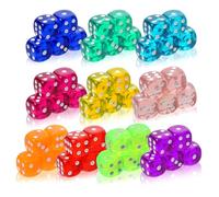 APLZGMG Lot de 50 dés multicolores de 18 mm - 6 côtés - D6 Dice avec coins ronds - Grands dés en acrylique - Pour jeux de dés, jeux de table, bar, karaoké, fête, tutoring (10 couleurs)