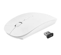 APM 100103 - Souris Sans Fil Optique - Souris Ergonomique Sans Fil - Technologie Sans Fil 2,4 Ghz - Sélection dpi 800/1600 - 4 Boutons et 1 Molette de Défilement - Connexion USB - Avec Piles - Blanc