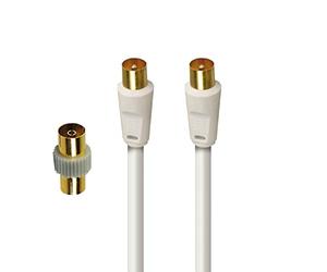 apm 408017 - Cordon Tv Male/Male 9.52Mm - Clips - 2m - Blanc